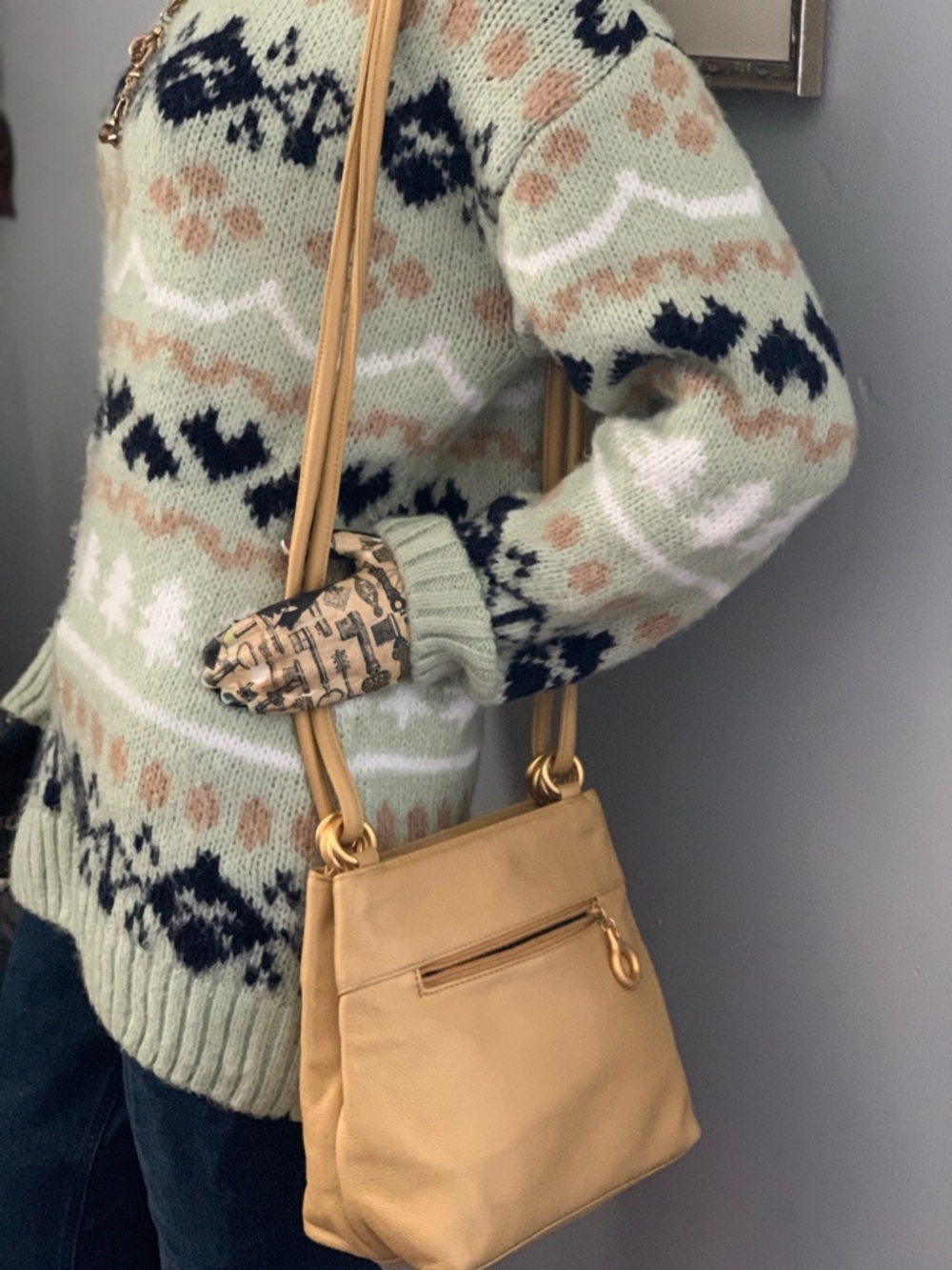 Classic Soft Gold Leather Crossbody Bag for Women